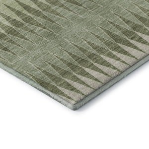HomeRoots 9' Artichoke Green & Beige Striped Washable Area Rug - UV Protected, Stain Resistant, & Stylish! 668945