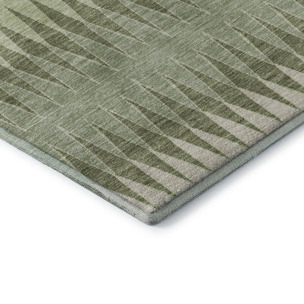 HomeRoots 9' Artichoke Green & Beige Striped Washable Area Rug - UV Protected, Stain Resistant, & Stylish! 668945