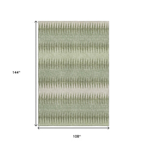HomeRoots 9' Artichoke Green & Beige Striped Washable Area Rug - UV Protected, Stain Resistant, & Stylish! 668945