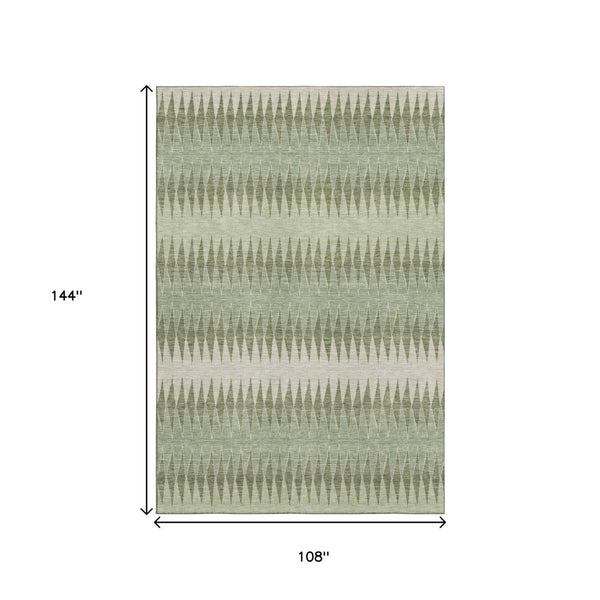 HomeRoots 9' Artichoke Green & Beige Striped Washable Area Rug - UV Protected, Stain Resistant, & Stylish! 668945