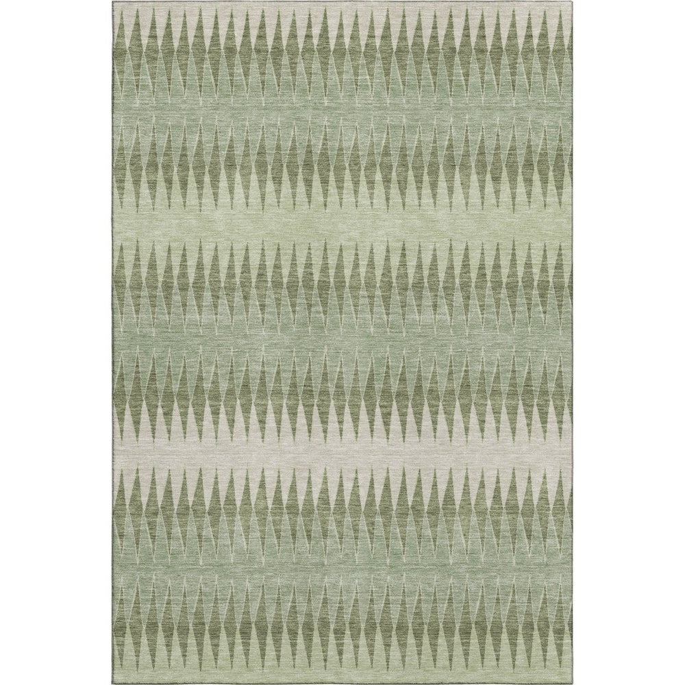 HomeRoots 10' Artichoke Green & Beige Striped Washable Area Rug - Durable, UV Protected, Perfect for High-Traffic Spaces 668946