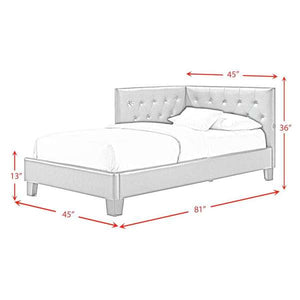 English Elm Julesburg Twin Corner Bed Brown PU with Tufted Headboard, USB A+C Ports & Sensor Night Lights B2740P372708