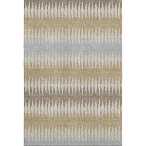 HomeRoots 8' X 10' Beige Gray Ivory Striped Area Rug - Durable, Washable, UV Protected for Stylish Living Spaces 668950