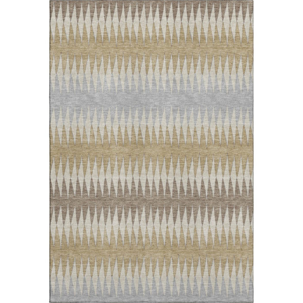 HomeRoots 8' X 10' Beige Gray Ivory Striped Area Rug - Durable, Washable, UV Protected for Stylish Living Spaces 668950