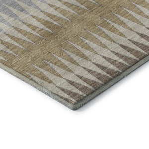 HomeRoots 8' X 10' Beige Gray Ivory Striped Area Rug - Durable, Washable, UV Protected for Stylish Living Spaces 668950