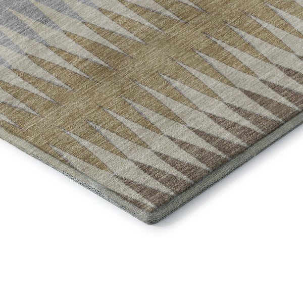 HomeRoots 8' X 10' Beige Gray Ivory Striped Area Rug - Durable, Washable, UV Protected for Stylish Living Spaces 668950