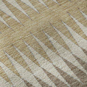 HomeRoots 8' X 10' Beige Gray Ivory Striped Area Rug - Durable, Washable, UV Protected for Stylish Living Spaces 668950
