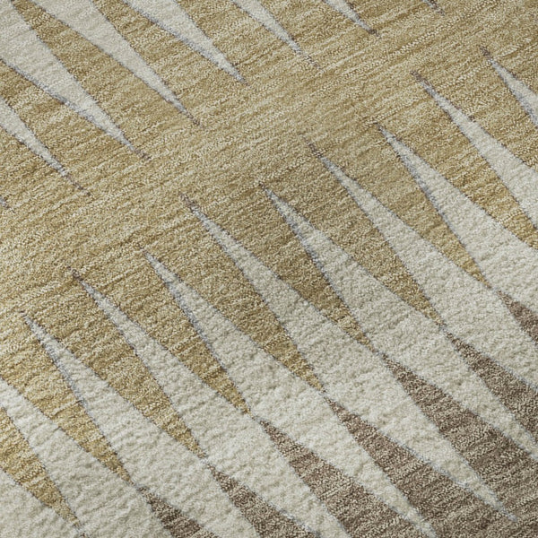 HomeRoots 8' X 10' Beige Gray Ivory Striped Area Rug - Durable, Washable, UV Protected for Stylish Living Spaces 668950