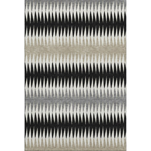 HomeRoots 5' Stylish Black, Gray & Ivory Striped Washable Area Rug - UV Protected, Durable for High-Traffic Spaces 668954