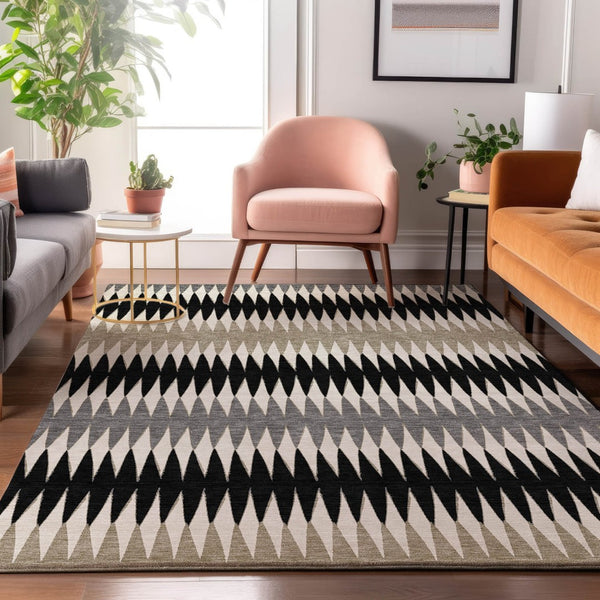 HomeRoots 8' X 10' Washable Striped Area Rug with UV Protection – Durable, Stain-Resistant Design for All Spaces 668956