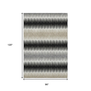 HomeRoots 8' X 10' Washable Striped Area Rug with UV Protection – Durable, Stain-Resistant Design for All Spaces 668956