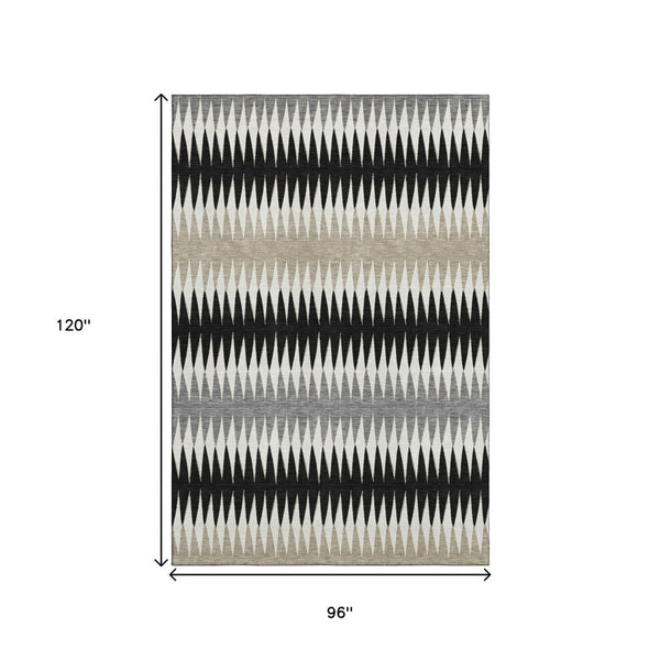 HomeRoots 8' X 10' Washable Striped Area Rug with UV Protection – Durable, Stain-Resistant Design for All Spaces 668956