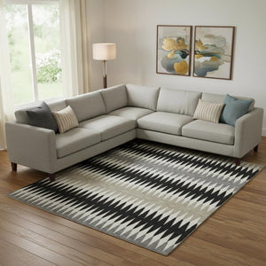 HomeRoots 8' X 10' Washable Striped Area Rug with UV Protection – Durable, Stain-Resistant Design for All Spaces 668956