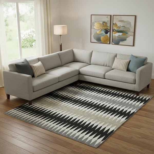 HomeRoots 8' X 10' Washable Striped Area Rug with UV Protection – Durable, Stain-Resistant Design for All Spaces 668956