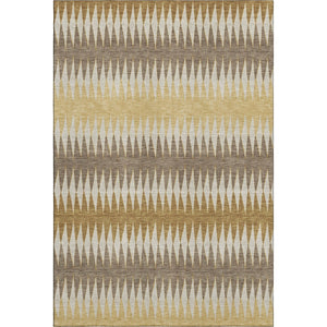 HomeRoots 10' X 14' Washable Area Rug - Chocolate, Gold & Beige Stripes with UV Protection for Busy Homes 668964