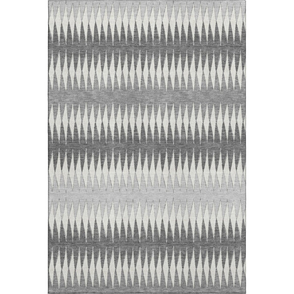 HomeRoots 5' X 8' Gray And Silver Striped Washable Area Rug – Stylish, Durable, UV-Protected for High-Traffic Spaces 668966