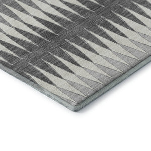 HomeRoots 5' X 8' Gray And Silver Striped Washable Area Rug – Stylish, Durable, UV-Protected for High-Traffic Spaces 668966