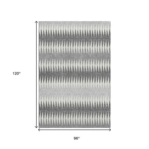 HomeRoots 8' X 10' Gray and Silver Striped Washable Area Rug with UV Protection for Modern Living Spaces 668968