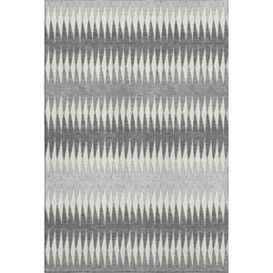 HomeRoots 9' X 12' Gray & Silver Striped Area Rug - Washable, UV-Protected, Durable for High-Traffic Spaces 668969
