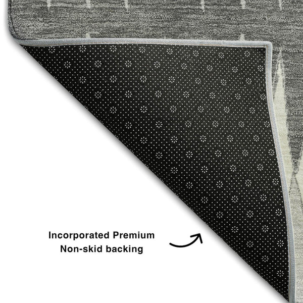 HomeRoots 9' X 12' Gray & Silver Striped Area Rug - Washable, UV-Protected, Durable for High-Traffic Spaces 668969