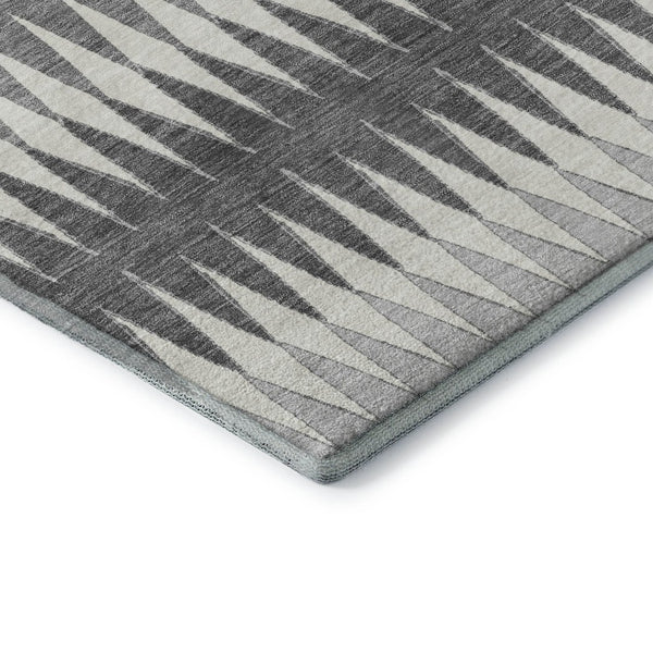 HomeRoots 9' X 12' Gray & Silver Striped Area Rug - Washable, UV-Protected, Durable for High-Traffic Spaces 668969