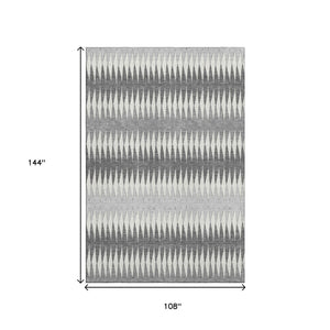 HomeRoots 9' X 12' Gray & Silver Striped Area Rug - Washable, UV-Protected, Durable for High-Traffic Spaces 668969
