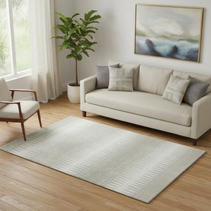 HomeRoots 5' X 8' Ivory and Beige Striped Area Rug - Stylish, Washable, UV-Protected for High-Traffic Spaces 668972