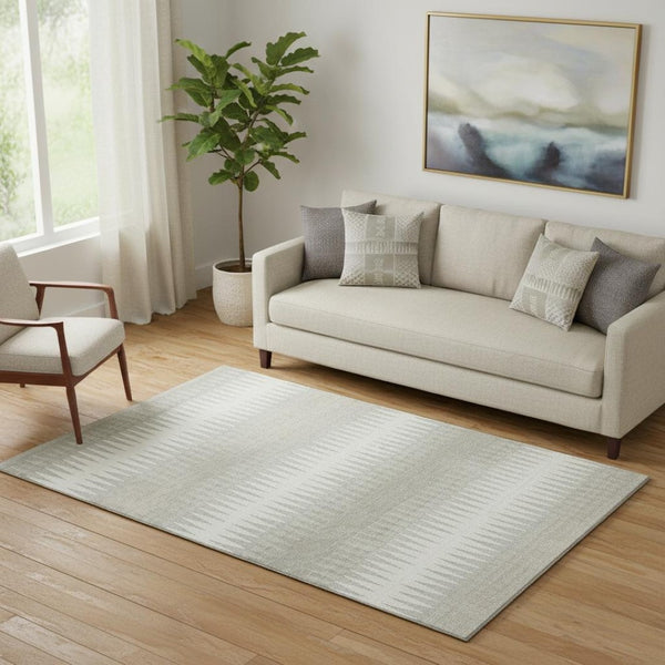 HomeRoots 5' X 8' Ivory and Beige Striped Area Rug - Stylish, Washable, UV-Protected for High-Traffic Spaces 668972