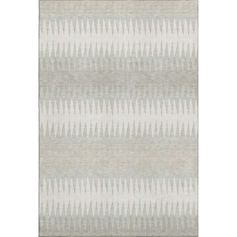 HomeRoots 8' X 10' Ivory Striped Washable Area Rug with UV Protection, Durable for Homes with Kids & Pets 668974