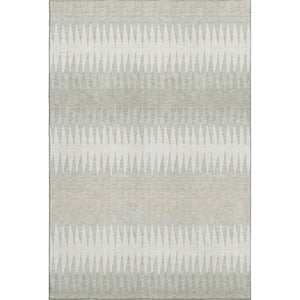HomeRoots 9' X 12' Washable Ivory & Beige Striped Area Rug - Durable, Stain-Resistant, UV Protected Elegance 668975