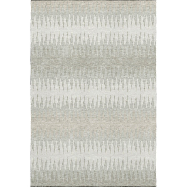 HomeRoots 9' X 12' Washable Ivory & Beige Striped Area Rug - Durable, Stain-Resistant, UV Protected Elegance 668975