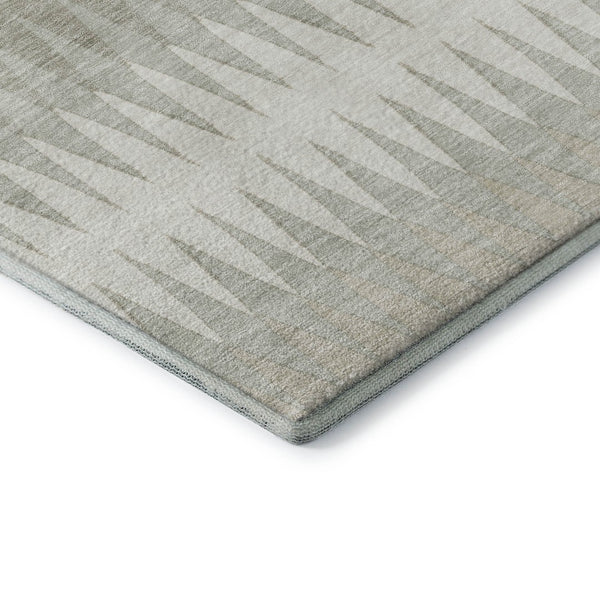 HomeRoots 9' X 12' Washable Ivory & Beige Striped Area Rug - Durable, Stain-Resistant, UV Protected Elegance 668975