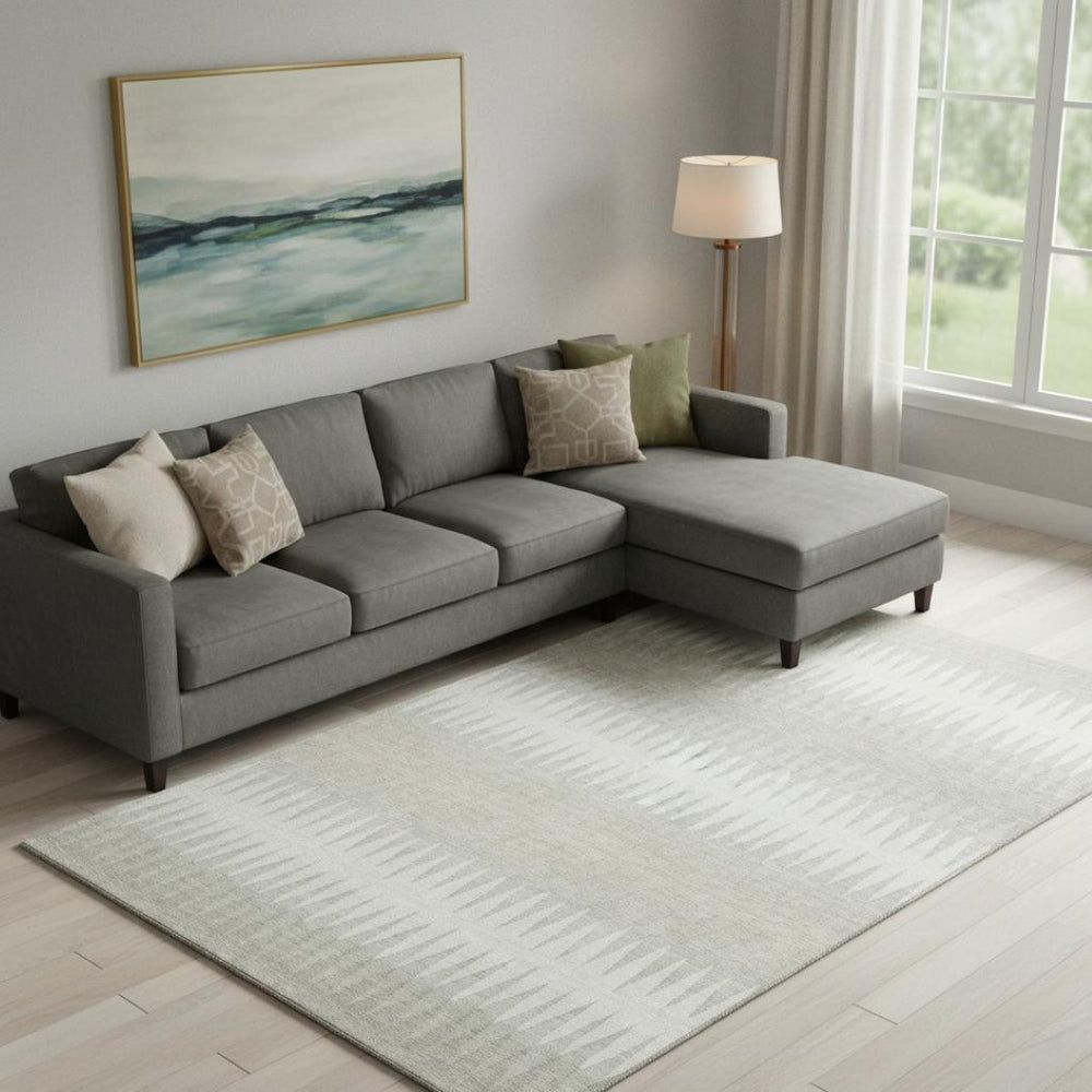 HomeRoots 10' X 14' Ivory And Beige Striped Washable Area Rug - Soft, Stylish, and UV-Protected for Busy Homes 668976