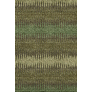 HomeRoots 9' X 12' Olive Green & Chocolate Striped Area Rug – Washable, Durable & UV-Protected for Family Homes 668981