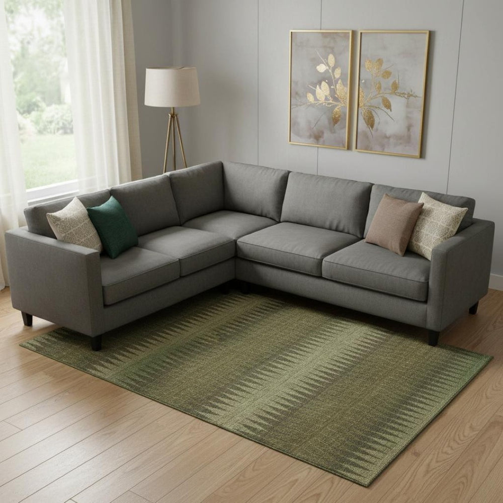 HomeRoots 9' X 12' Olive Green & Chocolate Striped Area Rug – Washable, Durable & UV-Protected for Family Homes 668981