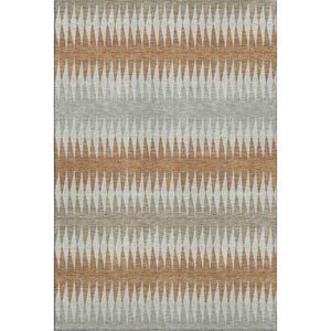 HomeRoots 9' X 12' Striped Washable Area Rug in Rust Gray & Silver - UV Protected, Durable, Easy-Care Design 668987