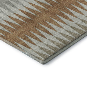 HomeRoots 9' X 12' Striped Washable Area Rug in Rust Gray & Silver - UV Protected, Durable, Easy-Care Design 668987