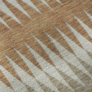 HomeRoots 9' X 12' Striped Washable Area Rug in Rust Gray & Silver - UV Protected, Durable, Easy-Care Design 668987