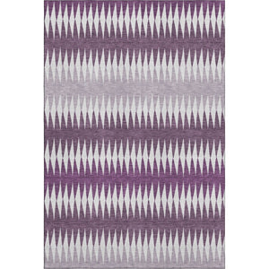 HomeRoots 5' X 8' Striped Purple and Silver Washable Area Rug with UV Protection for Homes with Kids & Pets 668990
