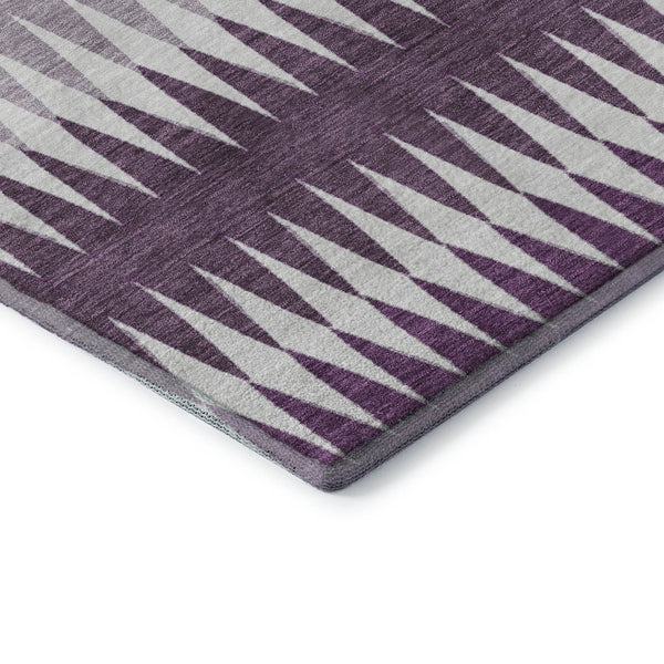 HomeRoots 5' X 8' Striped Purple and Silver Washable Area Rug with UV Protection for Homes with Kids & Pets 668990