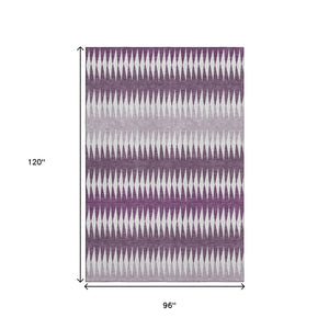 HomeRoots 8' X 10' Stylish Purple & Silver Striped Washable Area Rug with UV Protection for High-Traffic Homes 668992