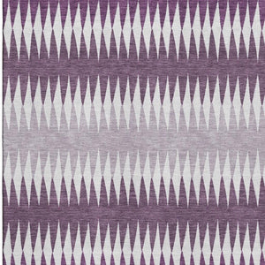 HomeRoots 8' X 10' Stylish Purple & Silver Striped Washable Area Rug with UV Protection for High-Traffic Homes 668992