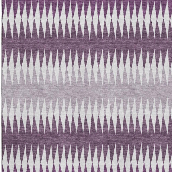 HomeRoots 8' X 10' Stylish Purple & Silver Striped Washable Area Rug with UV Protection for High-Traffic Homes 668992