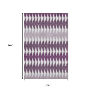 HomeRoots 9' X 12' Purple and Silver Striped Area Rug - Durable, Washable, UV-Protected for Kids & Pets! 668993