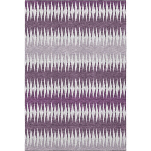 HomeRoots 9' X 12' Purple and Silver Striped Area Rug - Durable, Washable, UV-Protected for Kids & Pets! 668993