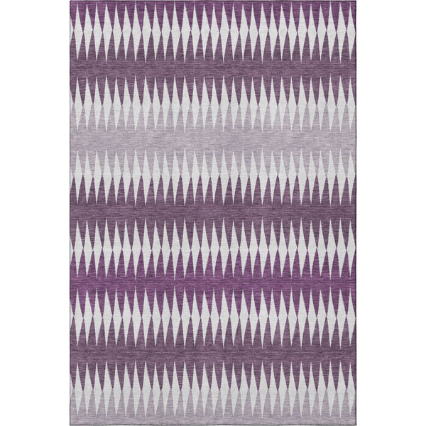 HomeRoots 9' X 12' Purple and Silver Striped Area Rug - Durable, Washable, UV-Protected for Kids & Pets! 668993