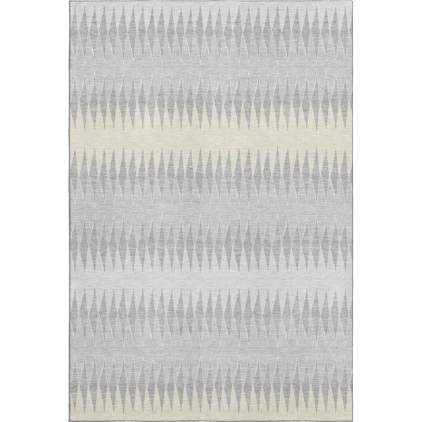 HomeRoots 5' X 8' Washable Silver Ivory Gray Striped Area Rug - Durable, Stain-Resistant & UV Protected! 668996