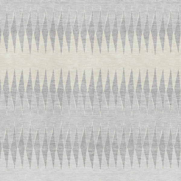 HomeRoots 5' X 8' Washable Silver Ivory Gray Striped Area Rug - Durable, Stain-Resistant & UV Protected! 668996