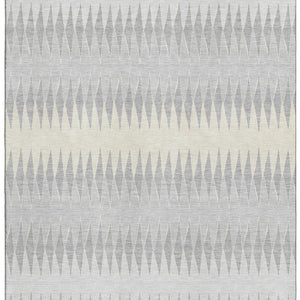 HomeRoots 5' X 8' Washable Silver Ivory Gray Striped Area Rug - Durable, Stain-Resistant & UV Protected! 668996