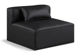 Cube Black Vegan Leather Armless Chair 668Black-Armless Meridian Furniture